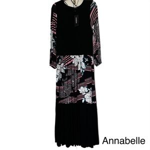 Annabelle Long Sleeve Jersey Knit Black Maxi Dress S/M